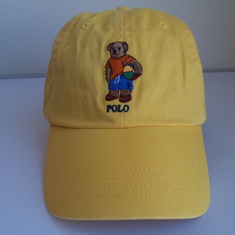 Polo Ralph Lauren Beach Bear Yellow Baseball Cap Hat Adjustable NEW With Tags